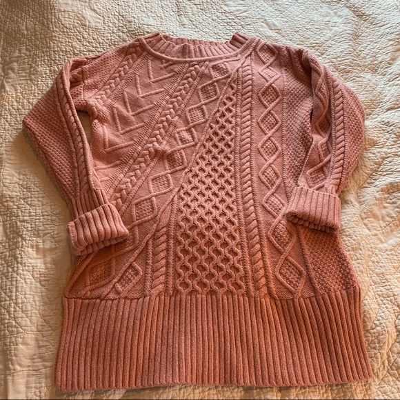 J Crew Lonnie Pink Cable Knit Sweater Tunic - Picture 2 of 12